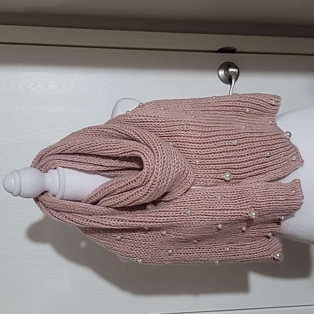 Betsey Johnson Pink Pearl Studded Scarf